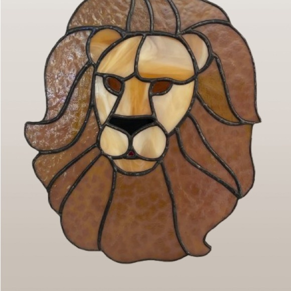 Stained Glass Lion Head Wall Art